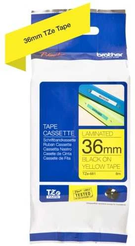 Brother | TZe-661 Laminated Tape | Juodas on Geltona | TZe | 8 m | 3.6 cm