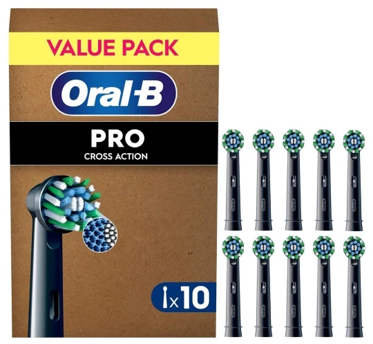 Braun Oral-B Pro Cross Action x10 Dantų šepetėlio galvutės, Juoda