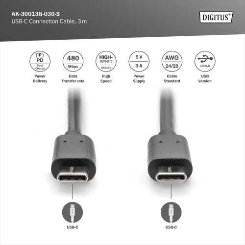 Assmann Electronic ASSMANN USB Type-C jungties kabelis Type-C - C
