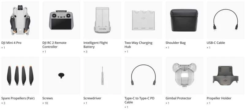 DJI Mini 4 Pro Fly More Combo (DJI RC 2) dronas