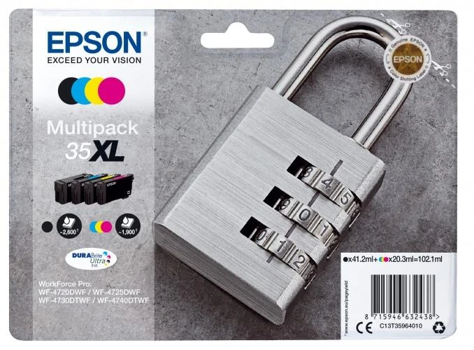 Epson 4 kasečių rinkinys No.35XL (C13T35964010), juoda, žydra, purpurinė, geltona kasetė