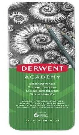 Delock Eskizavimo pieštukų rinkinys Derwent Academy, 6 pieštukai, metalinėje dėžutėje