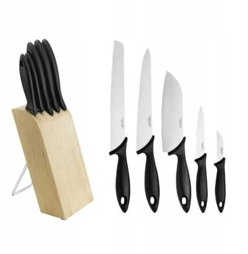 Fiskars "Essential" penkių peilių rinkinys su dėklu