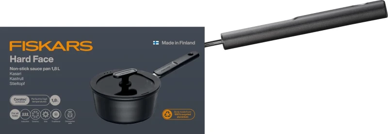 Fiskars Hard Face puodas viena rankena 1,8L su dangčiu