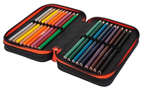 Forminis trijų skyrių penalas su priedais CoolPack Jumper 3 Pilkas Ball