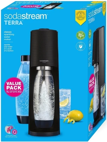 Gėrimų gaminimo aparatas SodaStream Terra juodas +2 buteliukai