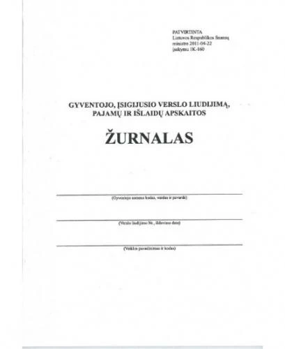 Gyventojo, įsigijusio verslo liudijimą, pajamų ir išlaidų apskaitos žurnalas, A5 (36) 0720-065