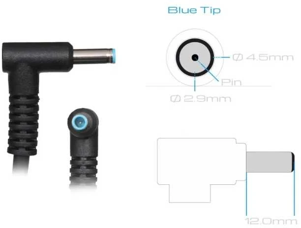 HP AC adapterio 4.5mm jungtis su matmenų brėžiniu