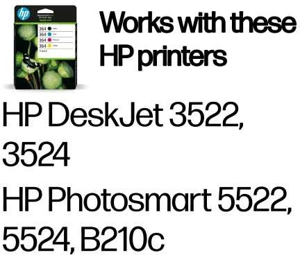 Hewlett Packard (HP) HP 364 4-Pack (N9J73AE) Rašalinių kasečių komplektas, C/M/Y/BK