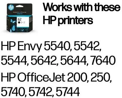 Hewlett Packard (HP) HP 62 (C2P04AE) Rašalinė kasetė, Juoda