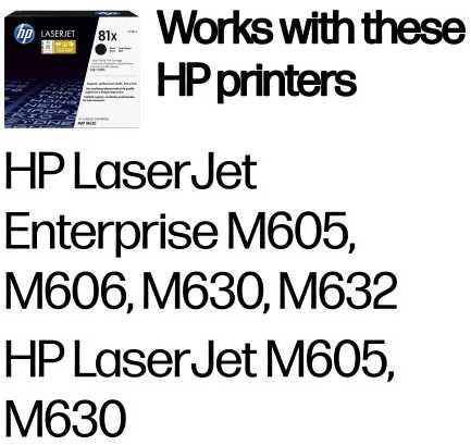 Hewlett Packard (HP) HP 81X High Yield Juodas Originali LaserJet M605/M606 dažų kasetė (~25 000 puslapių)