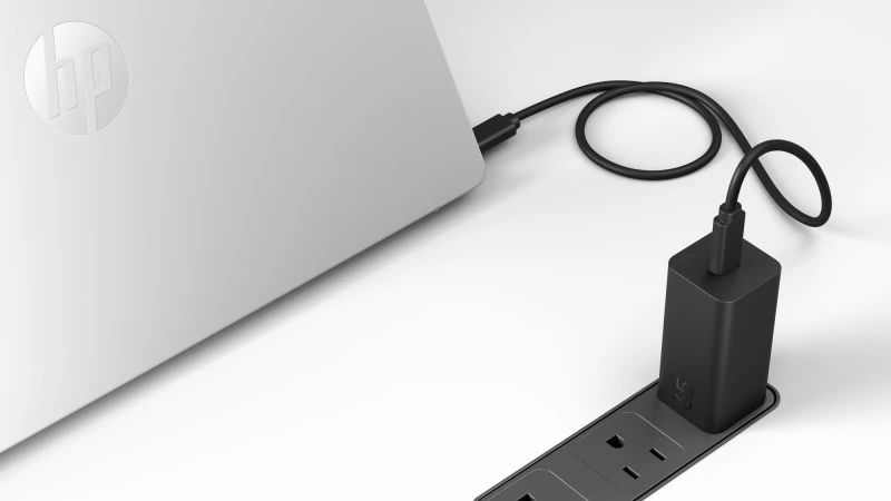HP C90CKUT Nešiojamo kompiuterio įkroviklis 65W GaN, USB-C, EU, Juoda