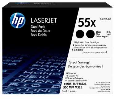 Hewlett Packard (HP) HP Toneris Juodas 55X, skirtas P3015 LaserJet Dvigubas paketas (12 500 puslapių)