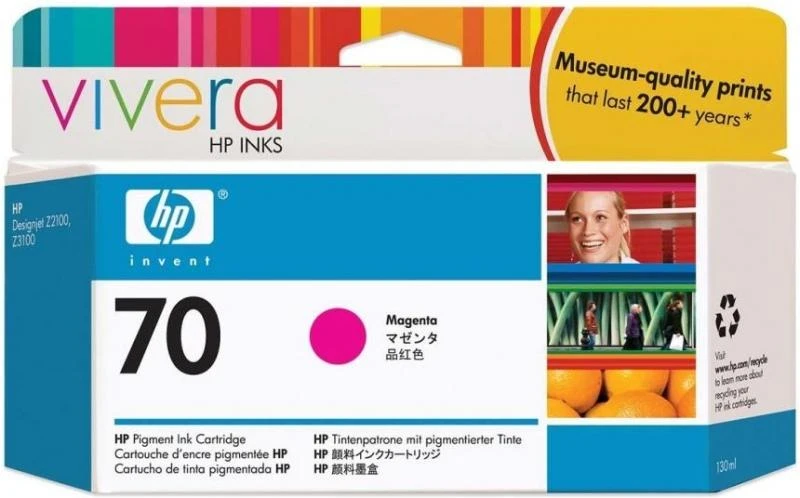 Hewlett Packard (HP) HP Nr.70 Rašalo krepšelis. Magenta su Vivera rašalu (130 ml)