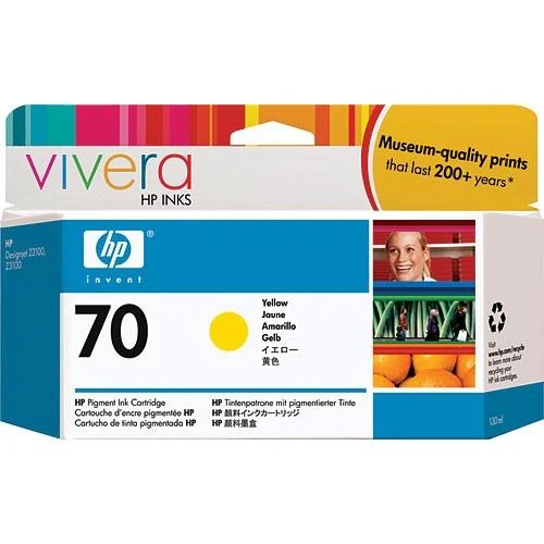 Hewlett Packard (HP) HP Nr.70 Rašalo krepšelis. Geltona su Vivera rašalu (130 ml)