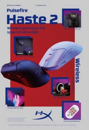 Hewlett Packard (HP) HyperX Pulsefire Haste 2 belaidė pelė (Juoda) | 26000 DPI
