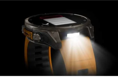 Išmanusis laikrodis Garmin Fenix 8 - 47 mm, AMOLED Sapphire, Titanas su oranžiniu / grafito spalvos silikoniniu dirželiu