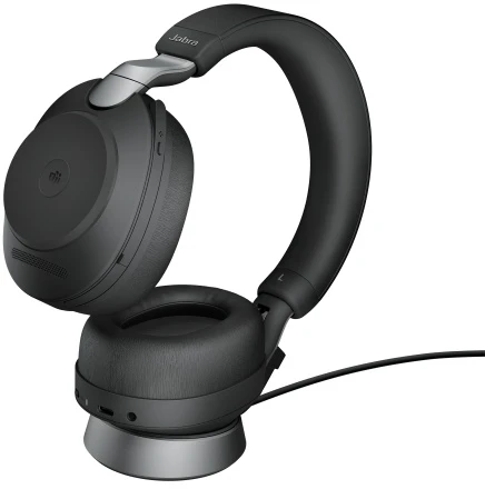Jabra Evolve2 85 MS Stereo Laidinės/Belaidės ausinės, Bluetooth, USB-A, Charging Stovas, Juoda