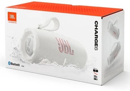 JBL Charge 6 Nešiojama garso kolonėlė, Bluetooth, Baltas