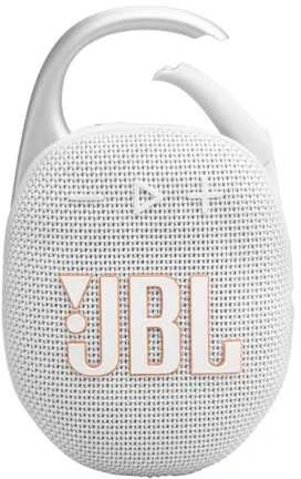 JBL Clip 5 nešiojama kolonėlė, Baltos spalvos