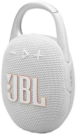JBL Clip 5 nešiojama kolonėlė, Baltos spalvos
