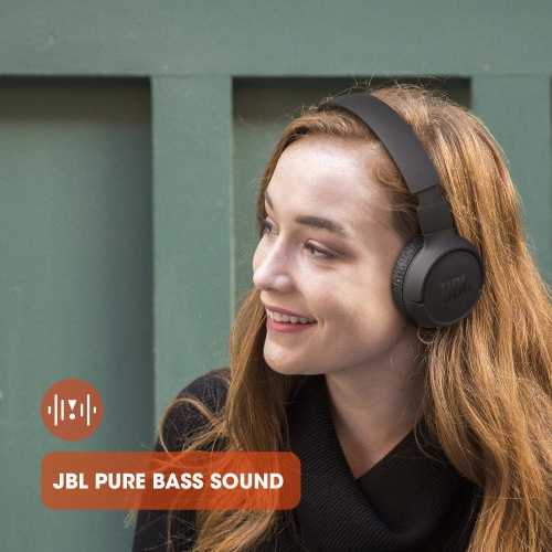 Lengvos ir patogios belaidės Ausinės JBL Tune 510BT Pure Bass sound su mikrofonu, Juodos