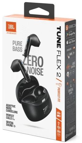 JBL Tune Flex 2 TWS belaidės ausinės, Juodos