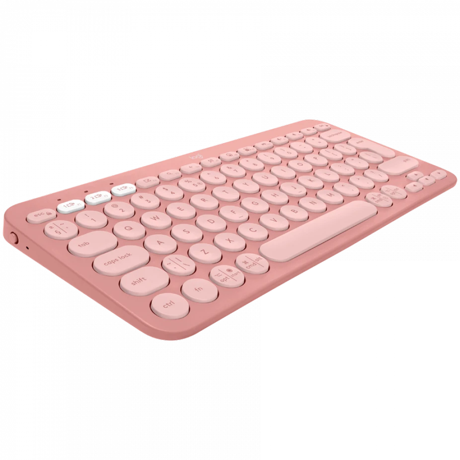 Belaidė klaviatūra Logitech PEBBLE KEYS 2 K380S, Rožinės spalvos, Išdėstymas: US tarptautinis (Qwerty)