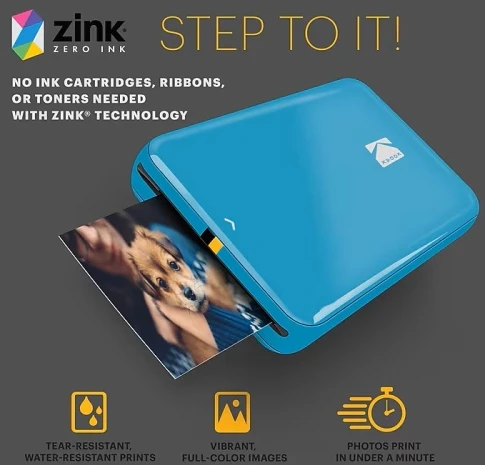 Kodak STEP Momentinis mobilus nuotraukų spausdintuvas spalvotas ZINK 2x3'' 1 ppm, Bluetooth, Mėlyna