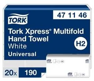 Rankšluostis TORK XPRESS Multifold 471146, 2 sl., 23,4 x 21,3 cm, balta sp. su lapų raštais