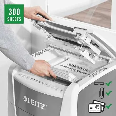 Leitz IQ Autofeed Office 300 Automatinis dokumentų naikiklis P4, Pilka/Balta