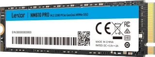 Lexar Media „Lexar NM610PRO 1TB SSD M.2 2280 PCIe Gen3x4 NVMe“ didelės spartos, iki 3300 MB/s skaitymo