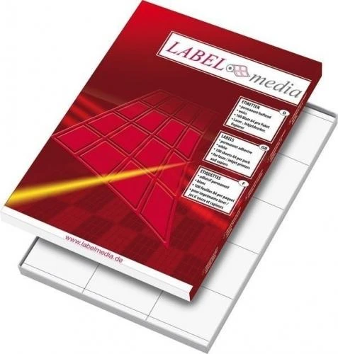 Lipnios etiketės LabelMedia, A4, baltos, 52,5x29,7 mm, (40) (100) 0707-763