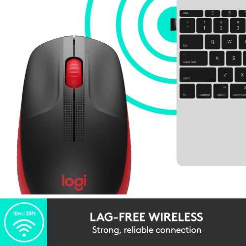 Logitech M190 Full-Size Belaidė pelė, RF belaidė, 1000 DPI, Raudona (SPEC)