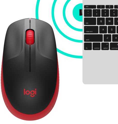 Logitech M190 Full-Size Belaidė pelė, RF belaidė, 1000 DPI, Raudona (SPEC)