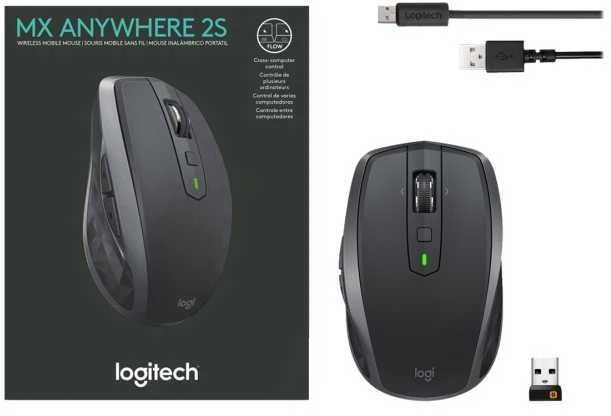 Logitech MX Anywhere 2S Belaidė pelė, RF belaidė + Bluetooth, 4000 DPI, Graphite