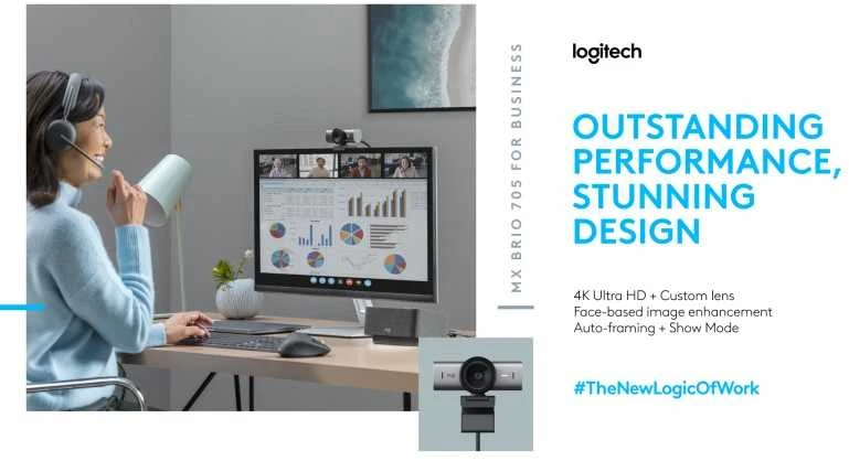 Logitech MX Brio 705 internetinė kamera verslui, spalva: grafito (960-001530)