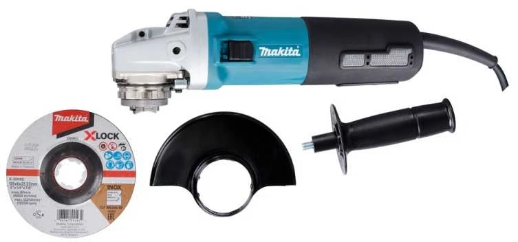 Makita GA5080RX02 Kampinis šlifuoklis 1400W, 125mm, X-LOCK, SJS, AVT