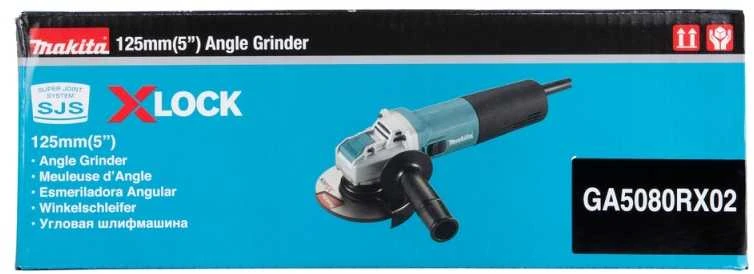 Makita GA5080RX02 Kampinis šlifuoklis 1400W, 125mm, X-LOCK, SJS, AVT