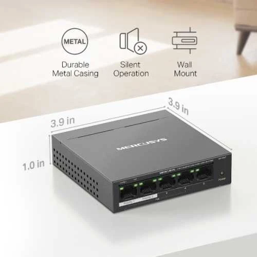 Šakotuvas Mercusys 5-port Gigabit Desktop Switch su 4-Port PoE+ | Mercusys
