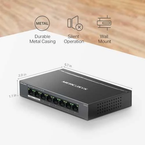 Šakotuvas Mercusys 8-port Gigabit Desktop Switch su 7-Port PoE+ | Mercusys