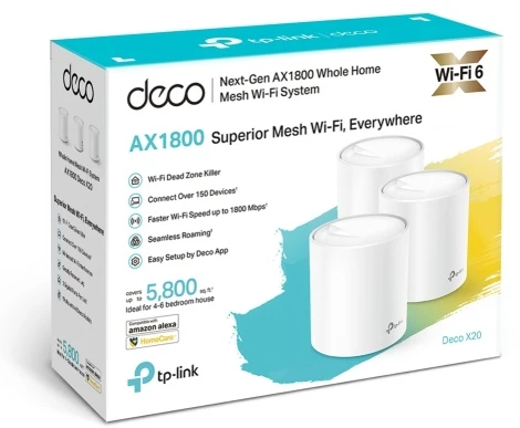 Maršrutizatorius TP-Link DECO X20(3-pack) AX1800 Whole Home Mesh Wi-Fi 6 tinklo sistema (SPEC)