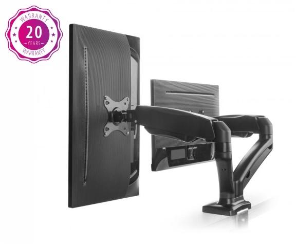 Up Up Premium Dual-Screen Monitoriaus laikiklis 17-32'', VESA 75x75, 100x100, Matinė juoda