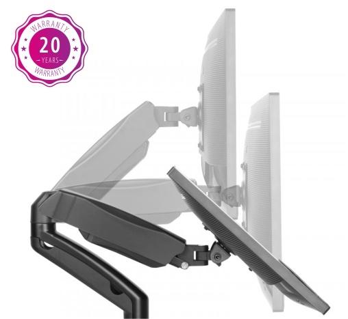 Up Up Premium Dual-Screen Monitoriaus laikiklis 17-32'', VESA 75x75, 100x100, Matinė juoda