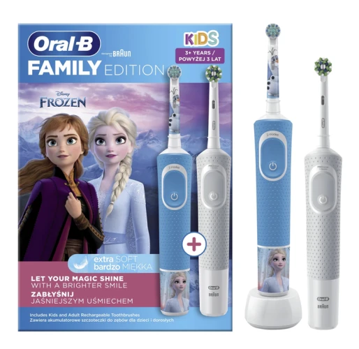 Oral-B | Elektrinis dantų šepetėlis | D100 Kids Frozen + Vitality Pro D103 | Įkraunamas | Suaugusiems and children | Šepetėlių skaičius galvutės įeina 2 | Number of teeth brushing modes 3
