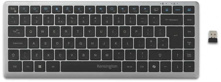 Kensington KB435 EQ Rechargeable Multi-Device Compact Klaviatūra RF+BT, US, Kosminė pilka