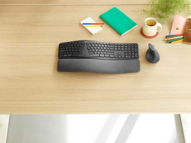 Logitech ERGO K860 SPLIT belaidė klaviatūra verslui, grafito spalvos, JAV tarptautinis išdėstymas (Qwerty)