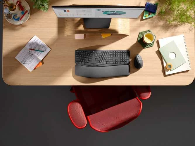 Logitech ERGO K860 SPLIT belaidė klaviatūra verslui, grafito spalvos, JAV tarptautinis išdėstymas (Qwerty)