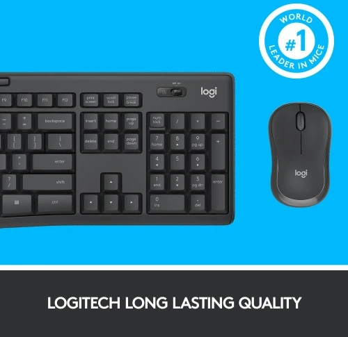 Pelė Logitech MK295 Silent Wireless Combo Belaidė klaviatūra, US Int, Graphite (SPEC)
