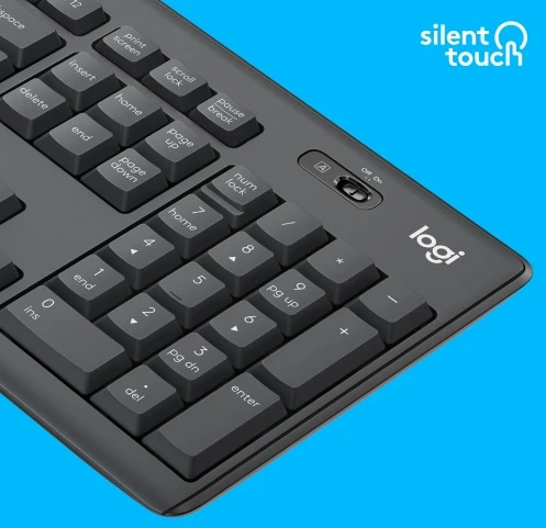 Pelė Logitech MK295 Silent Wireless Combo Belaidė klaviatūra, US Int, Graphite (SPEC)